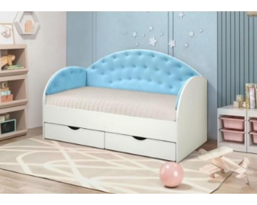 Кровать ''Софа №10.1'' с мягкой спинкой и мягкими элементами